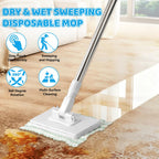 Upgraded Zero Touch Snap Grip Mini Mop, Hands Free Push Pull Handle, Easy Cloth Change Portable Cleaner for Kitchen Bathroom Car, 1 Mop & 10 Reusable Washable Cloths