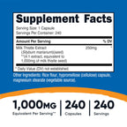 Nutricost Milk Thistle Extract 240 Capsules, 240 Servings, Gluten Free | Vegan, GMO-Free