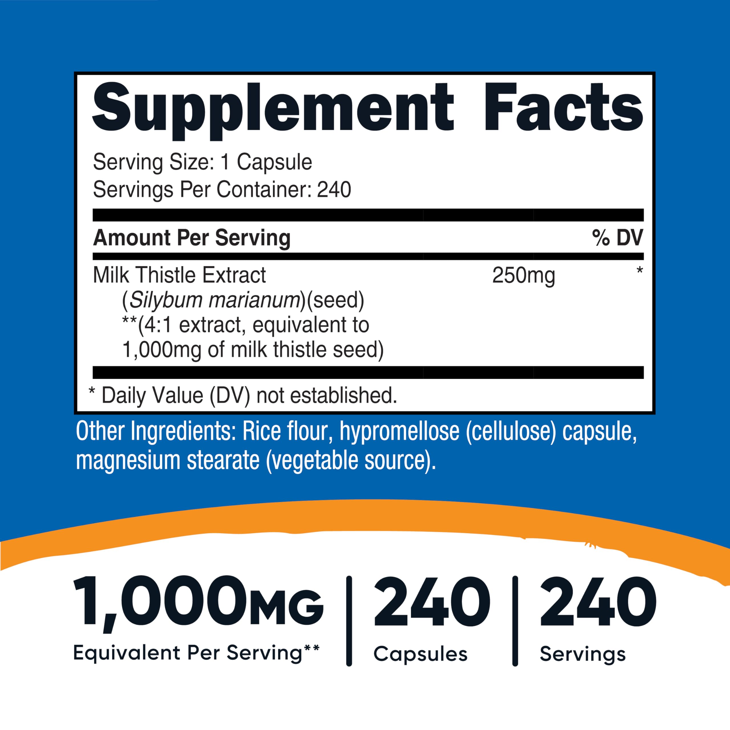Nutricost Milk Thistle Extract 240 Capsules, 240 Servings, Gluten Free | Vegan, GMO-Free