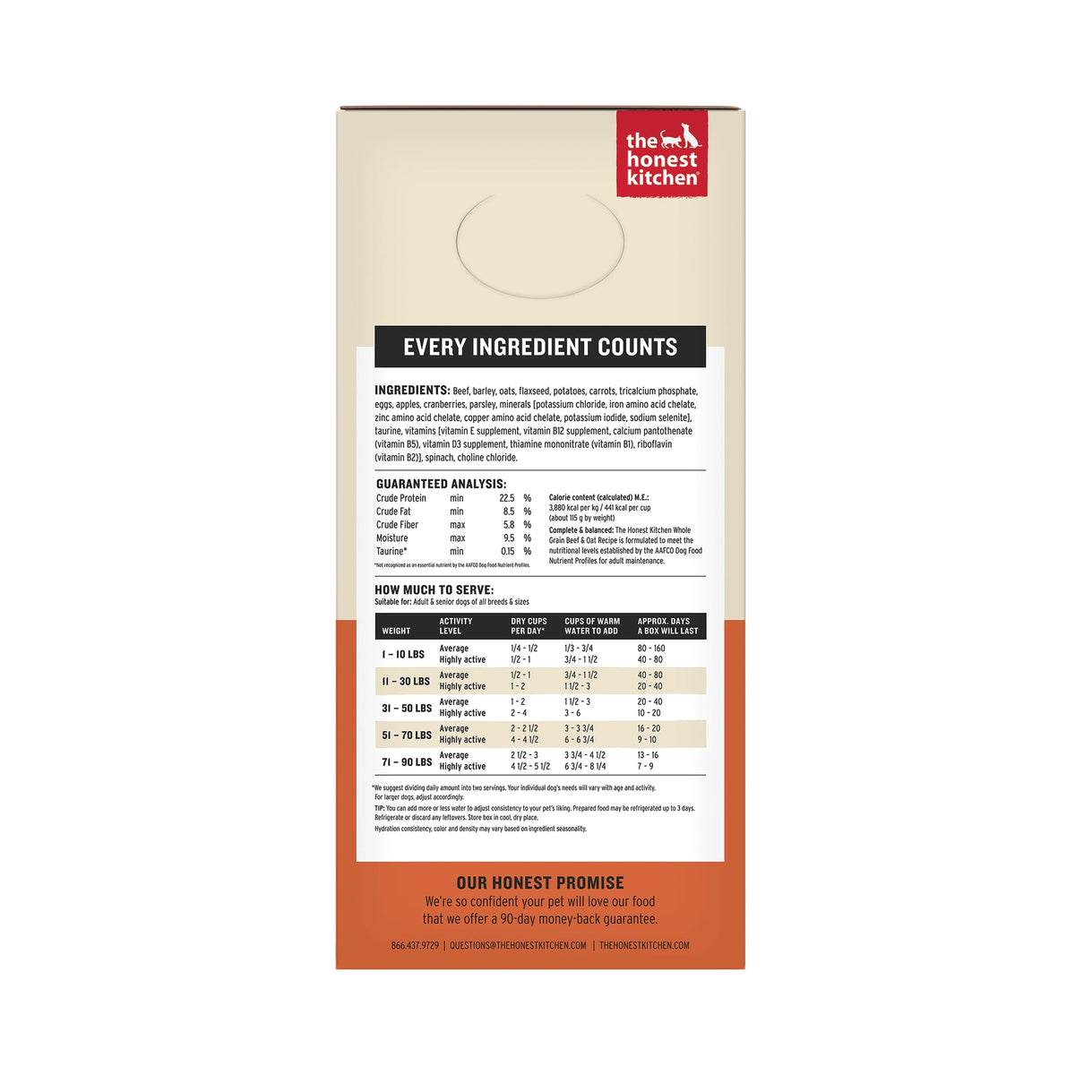 The Honest Kitchen Wholemade Whole Grain Beef Recipe, Human Grade Dehydrated Dog Food, Just Add Water, Supports Digestion, Skin & Coat, Topper for Dry or Wet Dog Food, 10 lb Box Makes 40 lbs