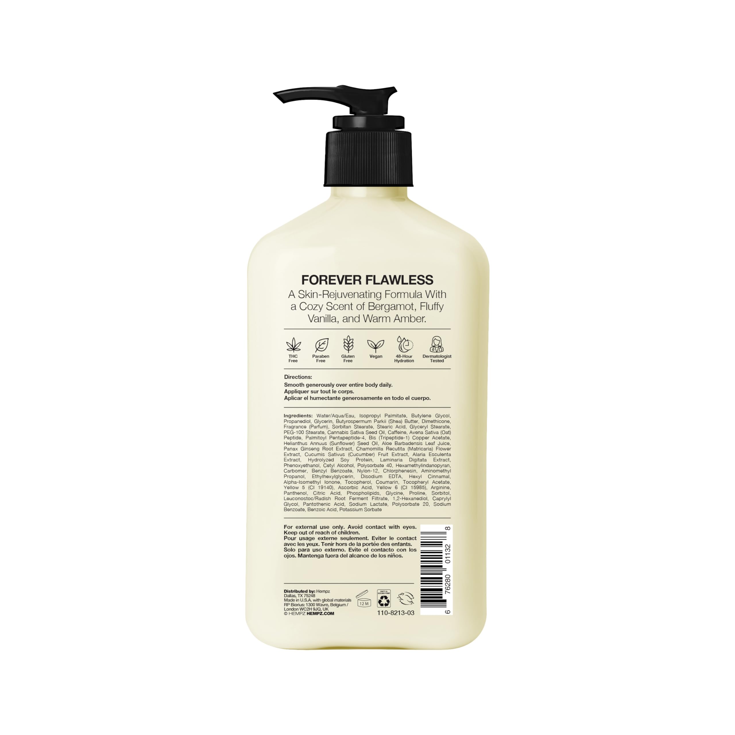 Hempz Age-Defy Body and Hand Lotion for Dry Skin, for Cracked & Crepey Skin, Quick Absorption Moisturizer, Large 17 oz | Pure Hemp Seed Oil for Dryness with Peptides & Caffeine, Ginseng, 48-Hour Hydration, Vegan & Cruelty-Free, Paraben-Free
