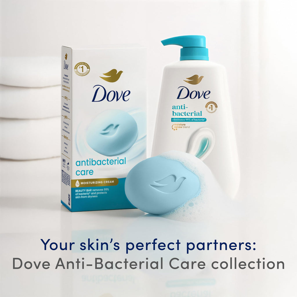 Dove Antibacterial Care Beauty Bar Soap , Cleanser, I 6 Count 3.75 oz | Moisturizing Antibacterial bar with ¼ moisturizing cream that removes 99% of bacteria while protecting skin from dryness