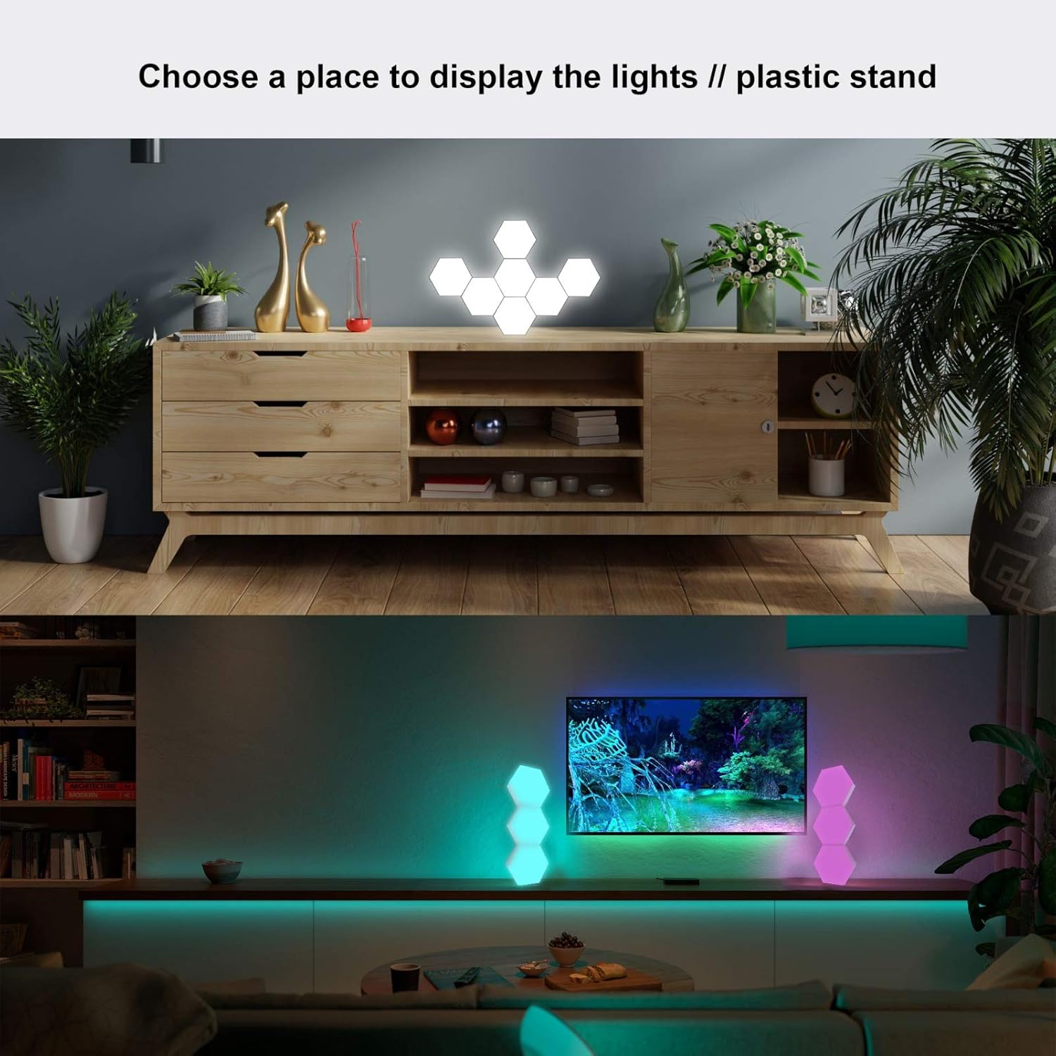 Buy now Hexagon Lights | Premium Set of LED Wall Lights | Modular, Touch-Sensitive and Remote-Controlled RGB Lighting | Aesthetic Room Decor | Perfect Decoration for Living and Bedroom | 13 Colors at indiglob india