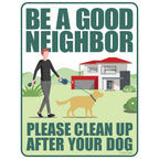 Clean Up After Your Dog Signs 2 Pack 12"x9" with Metal Stake, No Pooping Signs for Yard, Pick Up After Your Dog Signs