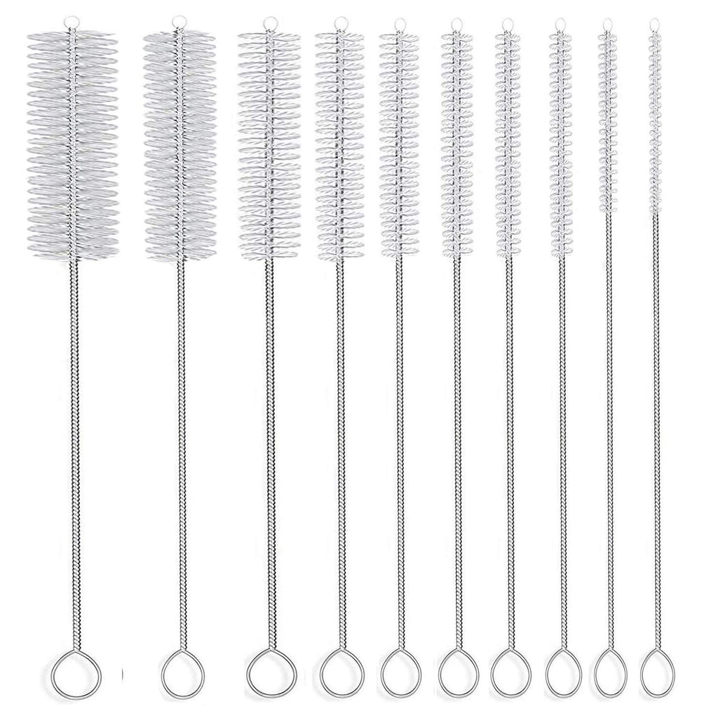 Long Straw Brush, Nylon Pipe Tube Cleaner 8-ihch 10 Different Diameters Set of 10