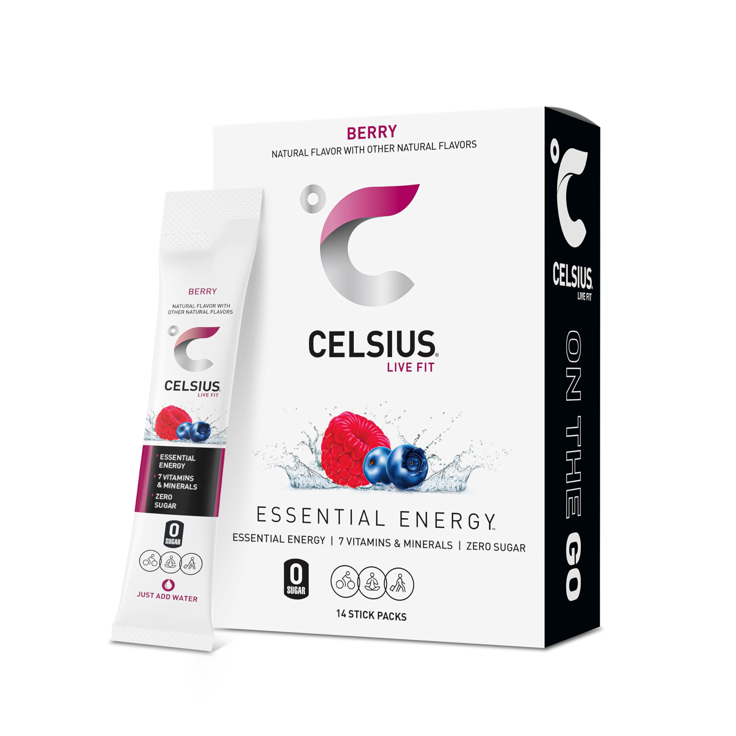Buy now CELSIUS On The Go Strawberry Mango, Sugar Free Energy Drink Mix (14 Sticks per Pack) Berry 2.5 Ounce (Pack of 1) at indiglob india