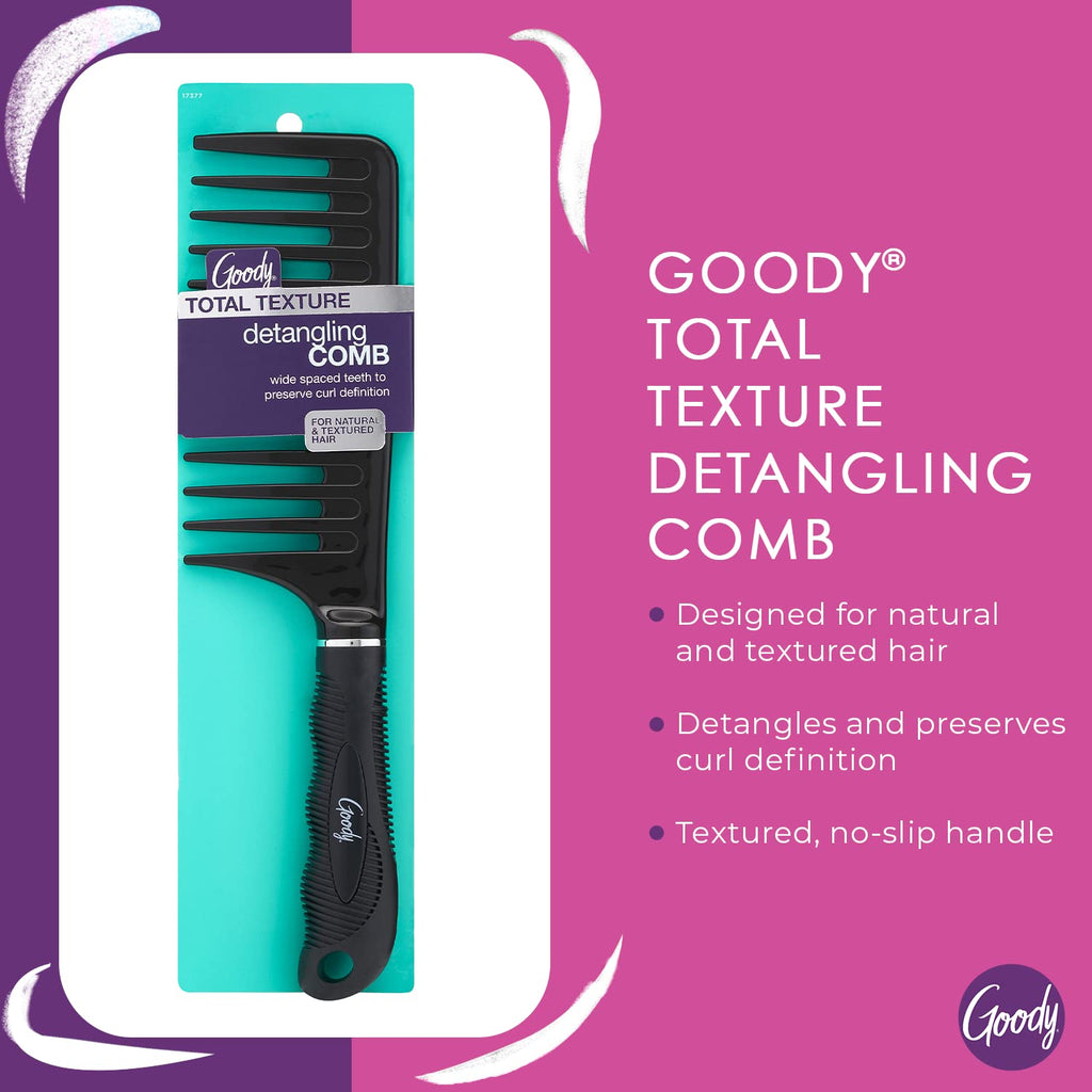Buy now GOODY Total Texture Detangling Handle Comb, Wide Spaced Teeth Preserve Curl Definition, Pain-Free Hair Accessories for Women & Girls, Durable for Everyday and Professional Use, Black at indiglob india