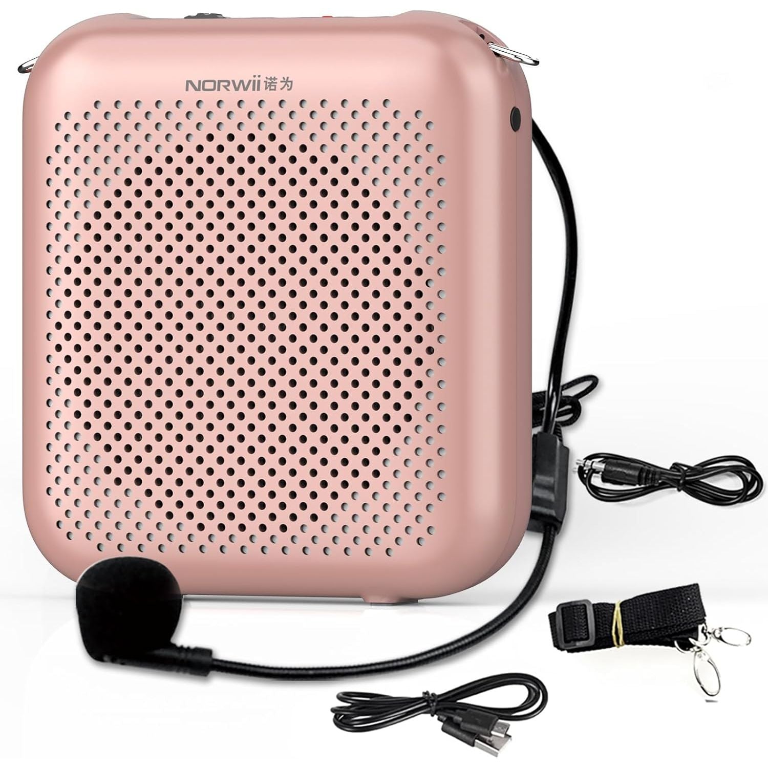 Buy now Norwii Bluetooth Voice Amplifier, Power Amplifiers, Portable Mini Wired Microphone Headset for Teacher Classroom & Outdoor Lectures, Teaching, Tour Guides, USB-C Rechargeable - 2000mAh, Black Rose Gold - 2000 mAh at indiglob india