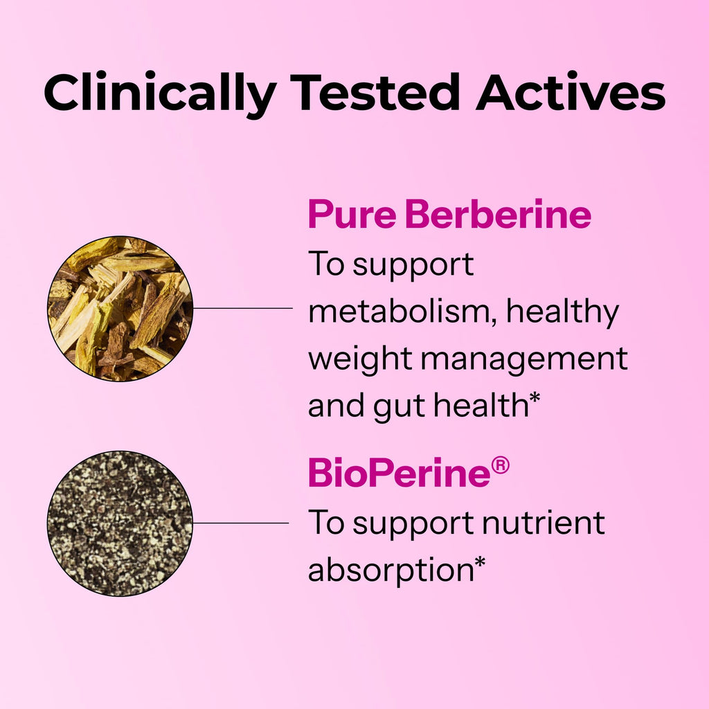 HUM Best of Berberine Supplement 1200mg, Metabolic & Gut Health, 60 Count | BioPerine, High Absorption, 2 Capsules Daily, Vegan, Non-GMO, Gluten Free