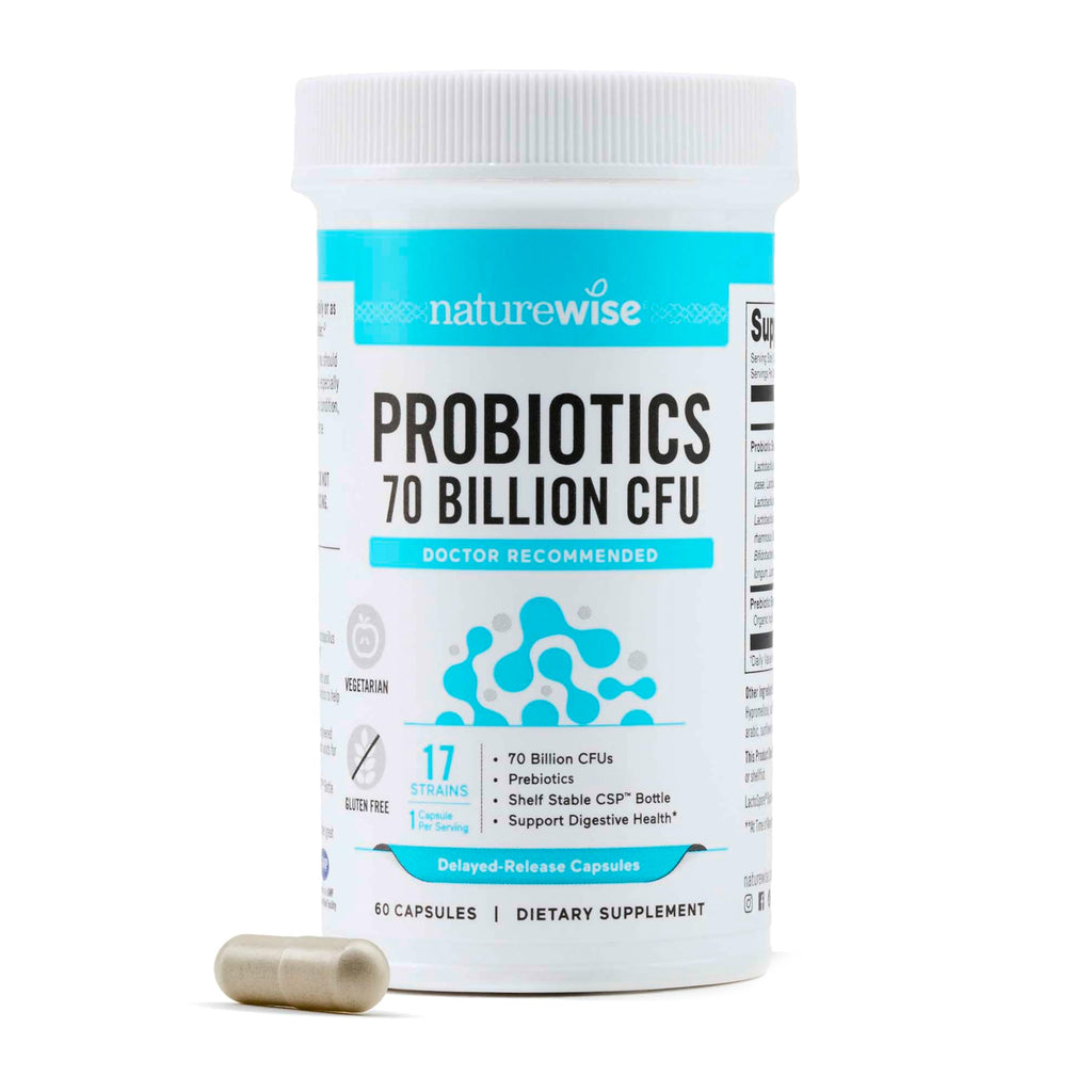NatureWise Probiotics 60 Billion CFU - 17 Strains + Organic Prebiotics - Immune, Digestive & Gut Health Support for Women & Men - Vegetarian, Gluten-Free, Non-GMO - 60 Capsules[2-Month Supply]