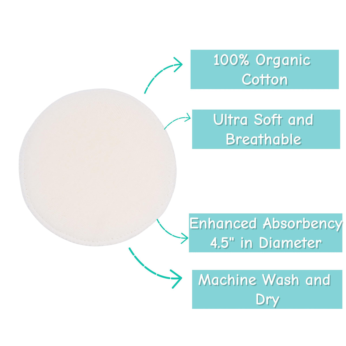 TL Care Nursing Pads Made with Organic Cotton, Natural Color, 6 Count