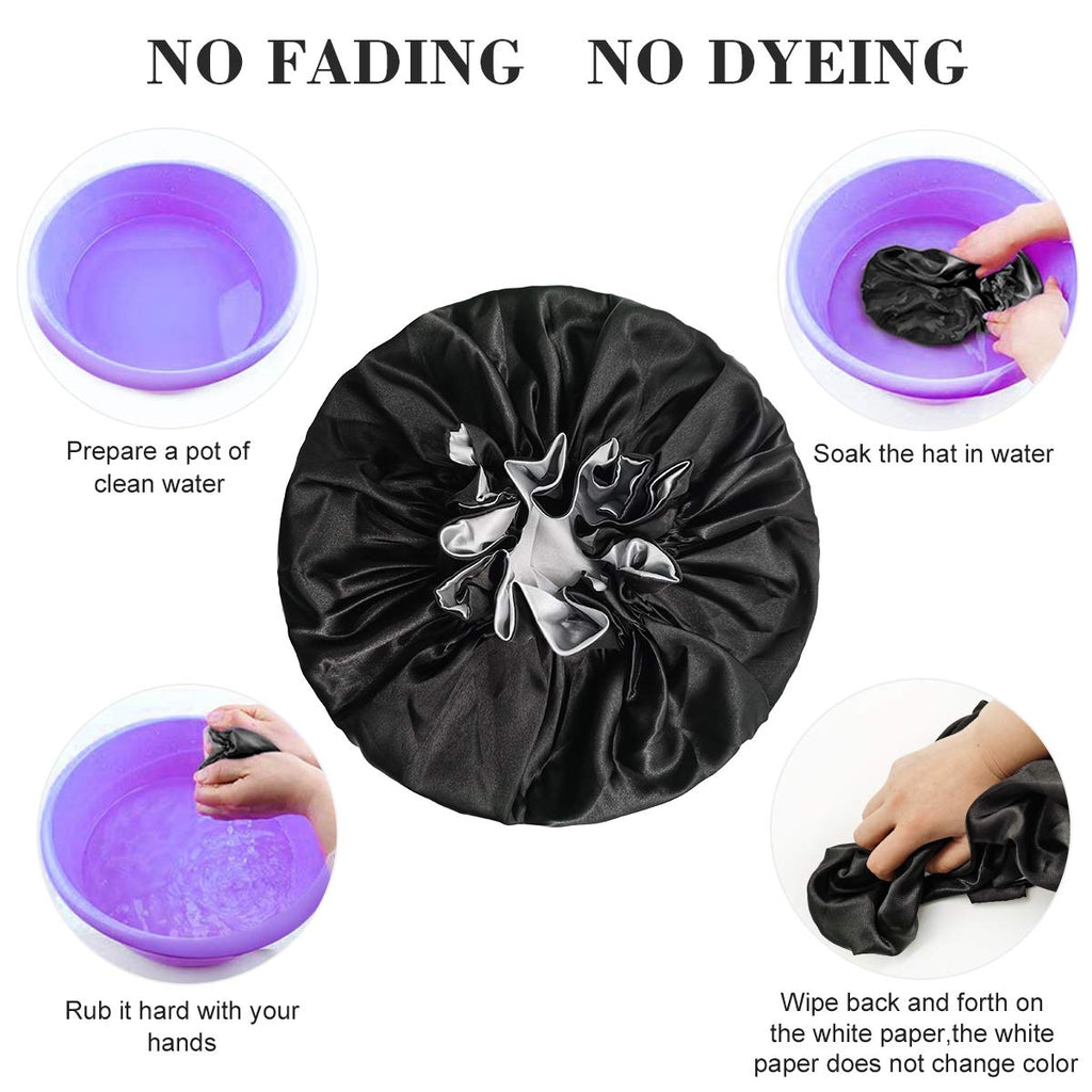 Buy now Silk Bonnets for Women,Double Layer Extra Large Satin Sleeping Cap with Elastic,Satin Bonnet for Curly Hair,Satin Cap for Natural Hair, Women Girl(Black) at indiglob india