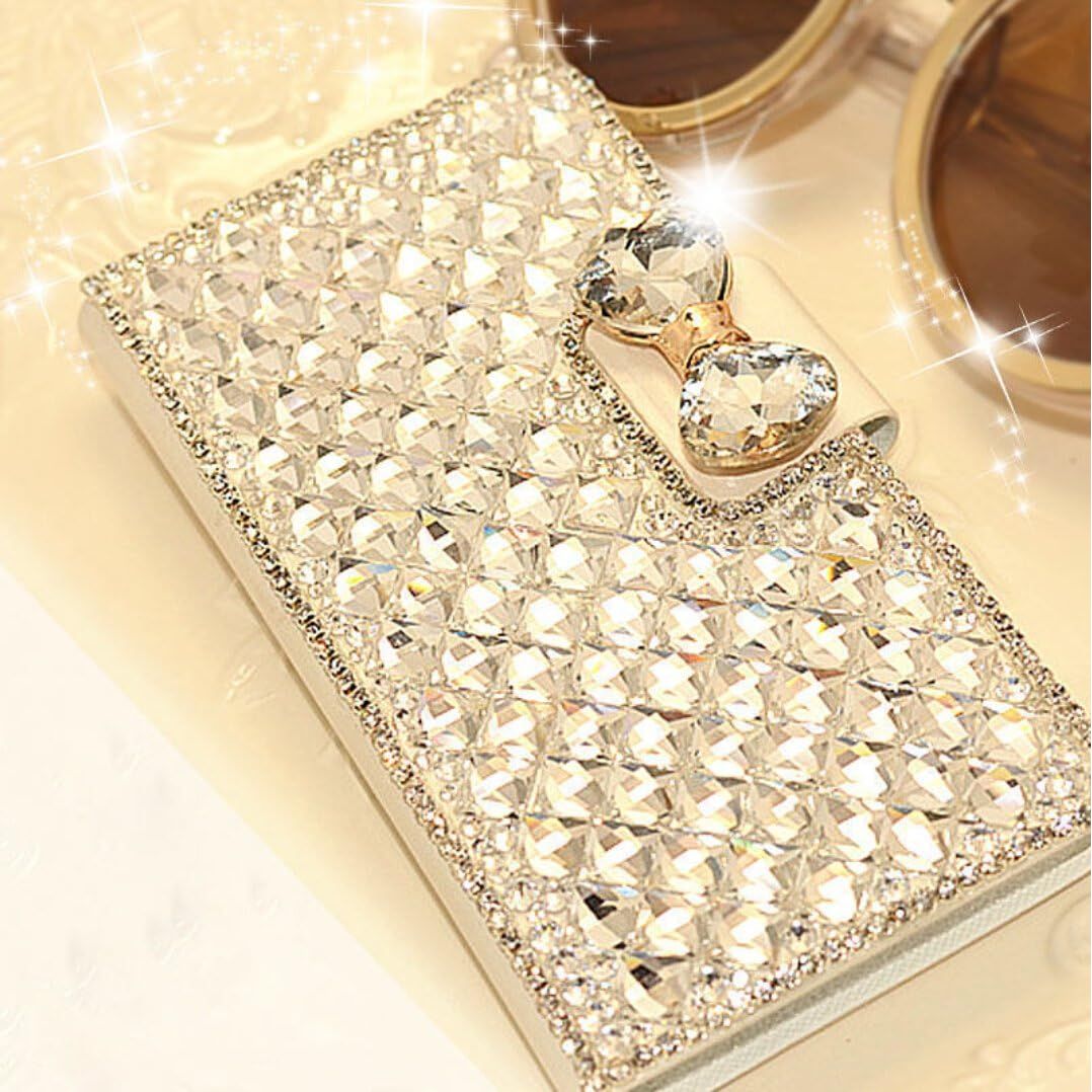 Buy now Bonitec iPhone 14 Pro Max Wallet Case - Women's Glitter Bowknot Diamond Rhinestone Flip Stand with Card Slot at indiglob india
