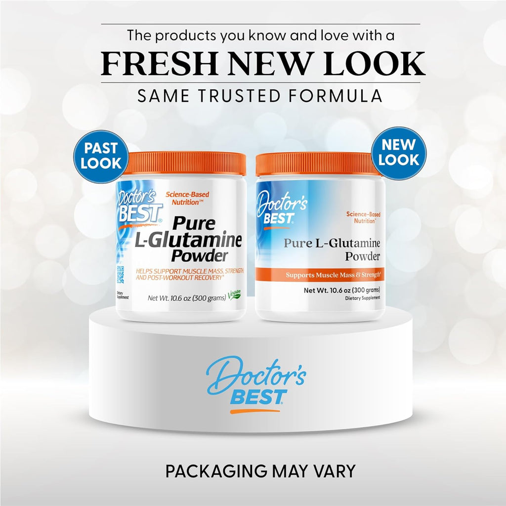 Buy now Doctors Best Pure L-Glutamine Powder, Supports Muscle Mass & Strength, Non-GMO, Gluten Free, Soy Free, Vegan Net Wt. 10.6 oz (300 Grams) at indiglob india
