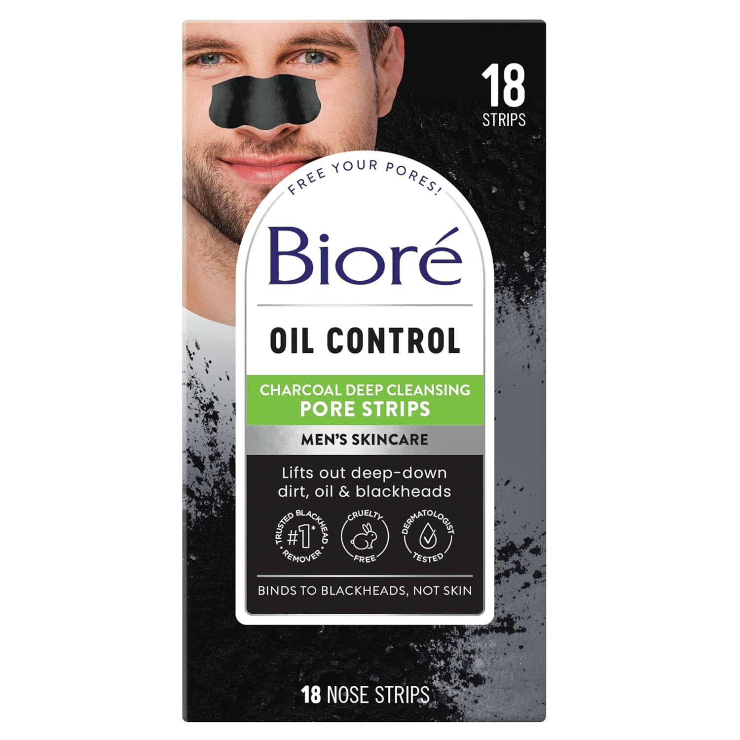 Buy now BiorÃ© Charcoal Deep Cleansing Pore Strips for Men, Nose Strips for Blackhead Removal on Oily Skin, Features C-Bond Technology with Instant Pore Unclogging, 6 Count 18 Count (Pack of 1) at indiglob india
