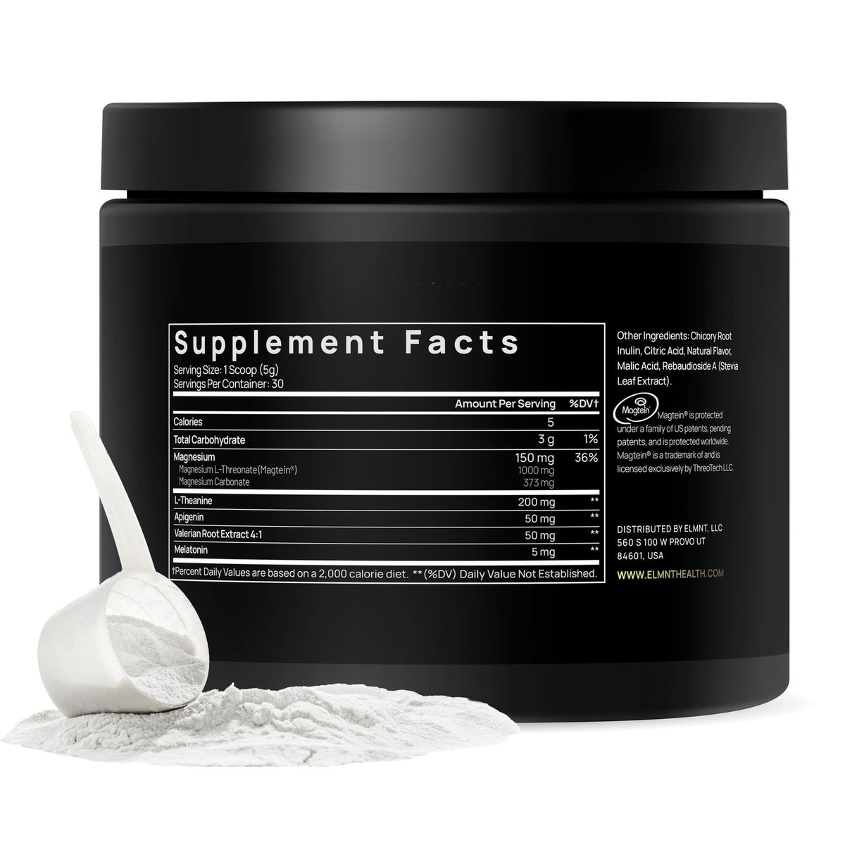 Triple Sleep Magnesium L-Threonate Powder w. Apigenin, L-Theanine + Melatonin - Magtein Magnesium L Threonate Supplement - High Strength Magnesium for Deep Sleep & Calm Natural Sleep Aid for Adults