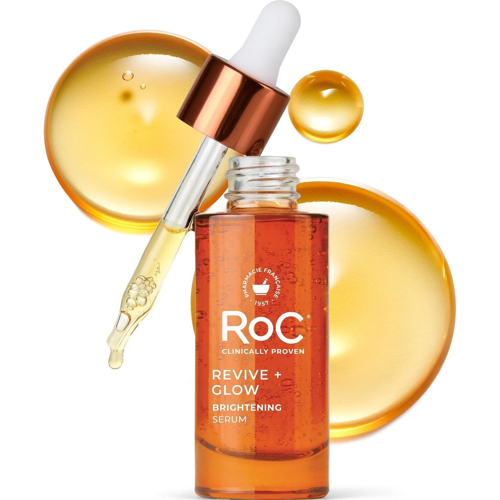 RoC Vitamin C Serum for Face Multi Correxion Revive + Glow, 10% Active, 1oz | Daily anti-aging wrinkle skin tone skin care treatment, brightening face serum that visibly tightens, non-comedogenic