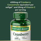Nature's Bounty Cranberry Pills for Women Urinary Tract Health, 250 Count | Cranberry Supplements with Concentrate & Vitamin C, 250 Softgels