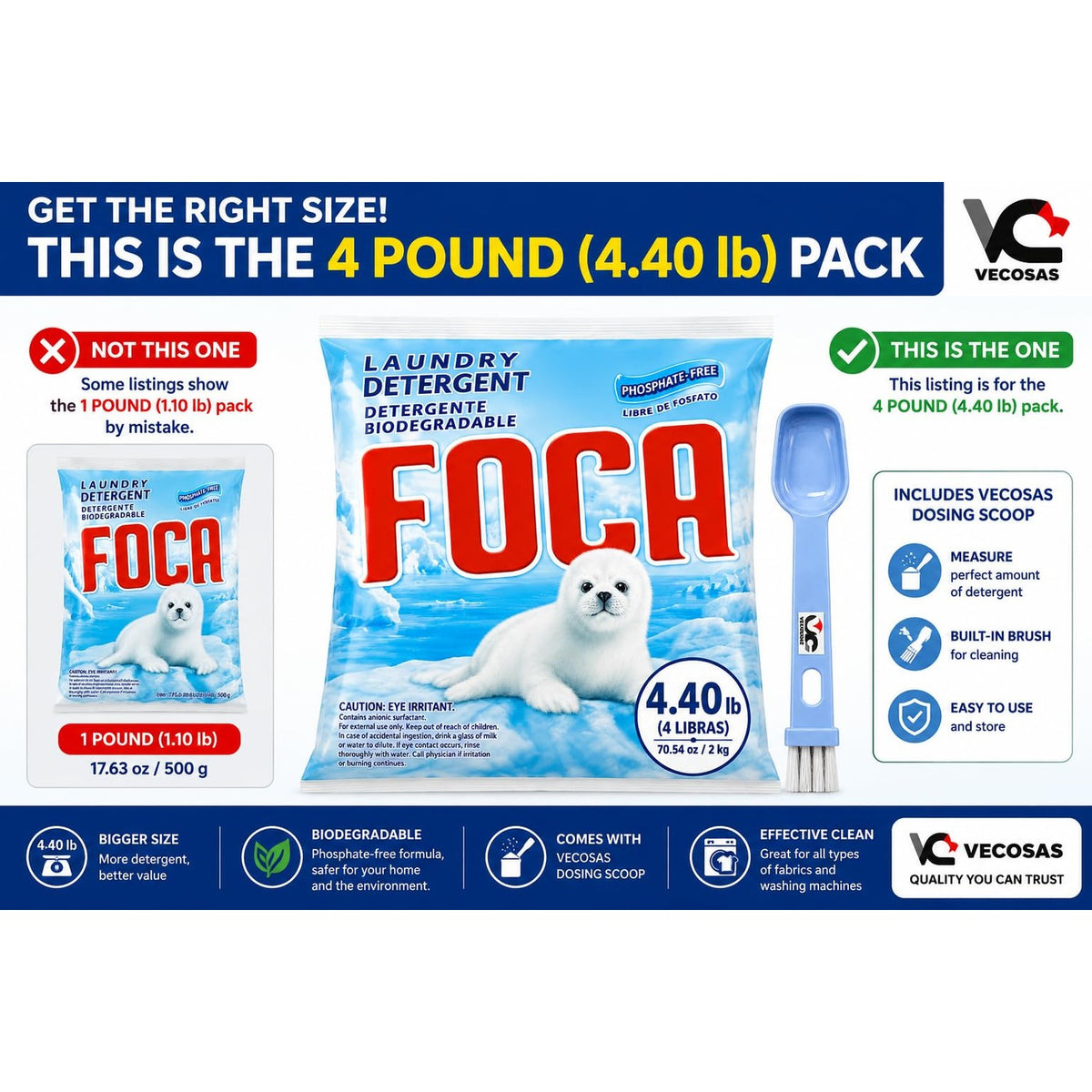 Foca Laundry Detergent 4.4 lb Bag - with Spoon., 4.41 Pound (Pack of 1)