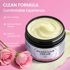 Magnesium Lotion, Magnesium Cream for Sleep, Pain & Leg Cramps, Topical Magnesium Chloride Cream for Muscle Relaxation, Calming, Moisturizing - Skin-Friendly & Safe for Kids | 5OZ (Rose)