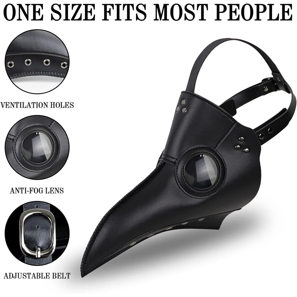 Buy now Halloween Plague Doctor Mask Plague Doctor Costume Obito Mask Steampunk Halloween Mask Horror Scary Halloween Mask Costume Props for Party Prom Halloween Gifts Set（3-pc Set） (Black), 12 inches at indiglob india