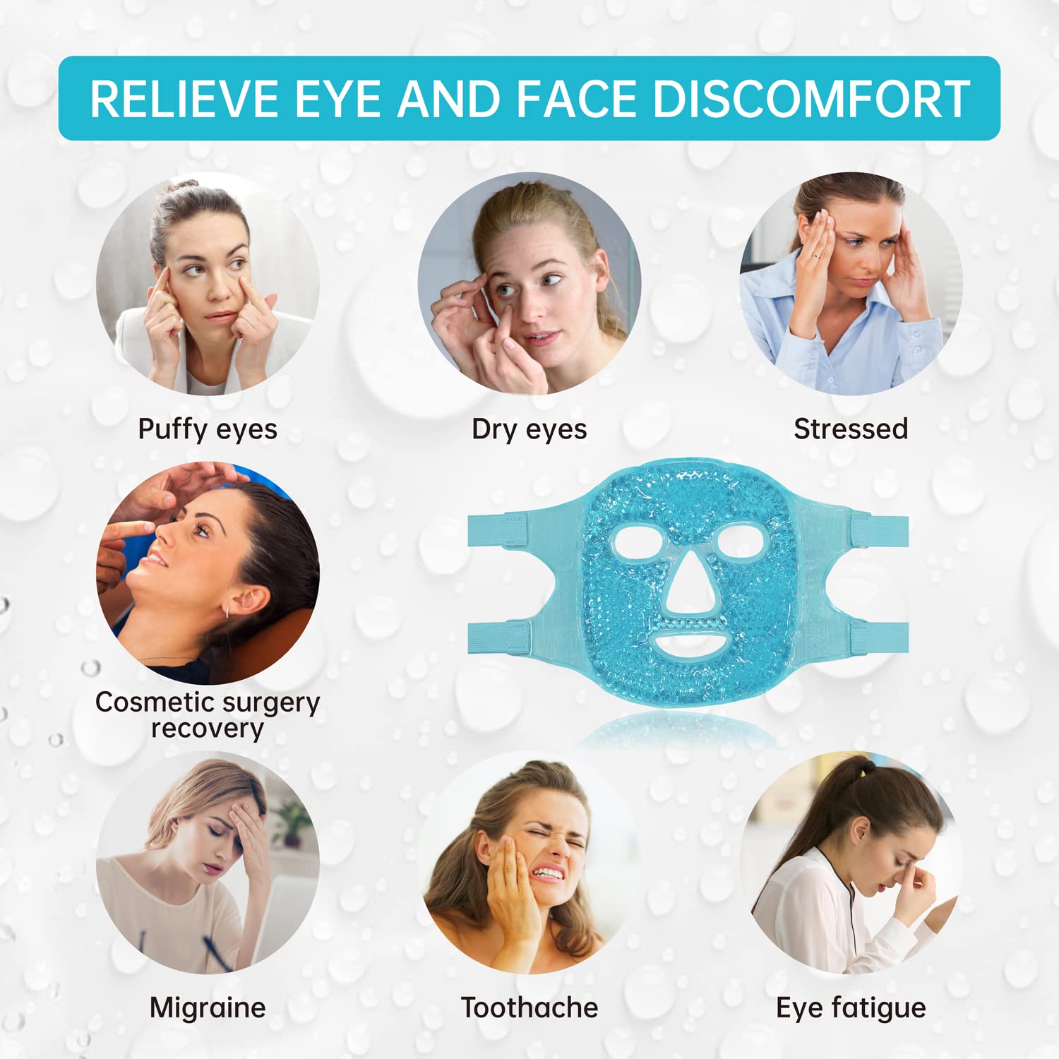 Buy now Cold Face Eye Mask Ice Pack Reduce Facial Puff, Dark Circles, Gel Hot Heat Cold Compress Pack, Face SPA Gift for Woman Sleeping, Pressure, Headaches, Skin Care, Post Laser Cosmetic Care[Blue] at indiglob india