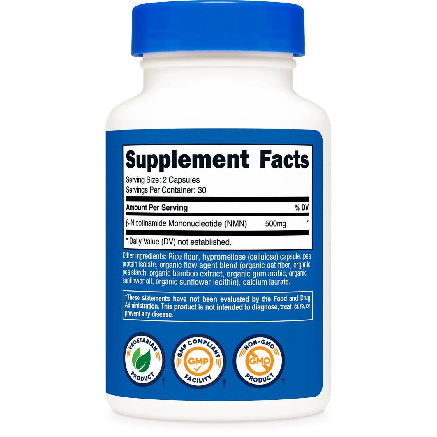 Nutricost NMN (Nicotinamide Mononucleotide) 500mg, 60 Capsules | Vegetarian Friendly, 30 Servings, Gluten Free, GMO Free