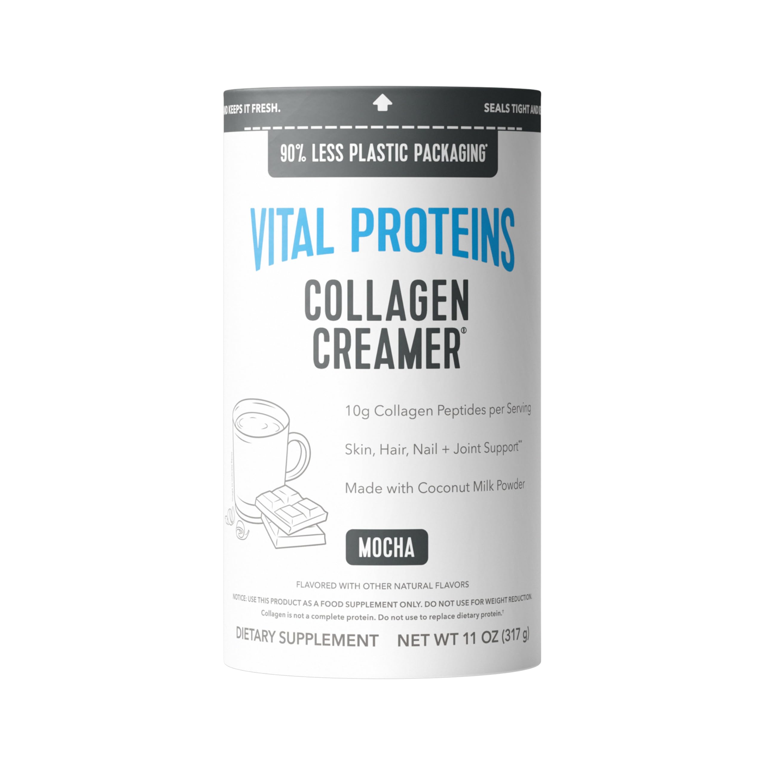 Vital Proteins Collagen Peptides Powder, Mocha Coffee Creamer, 11oz | Collagen Coffee Creamer, Supports Hair Skin & Nails, Mocha Flavor, Daily Coffee Add-In, 12 Servings