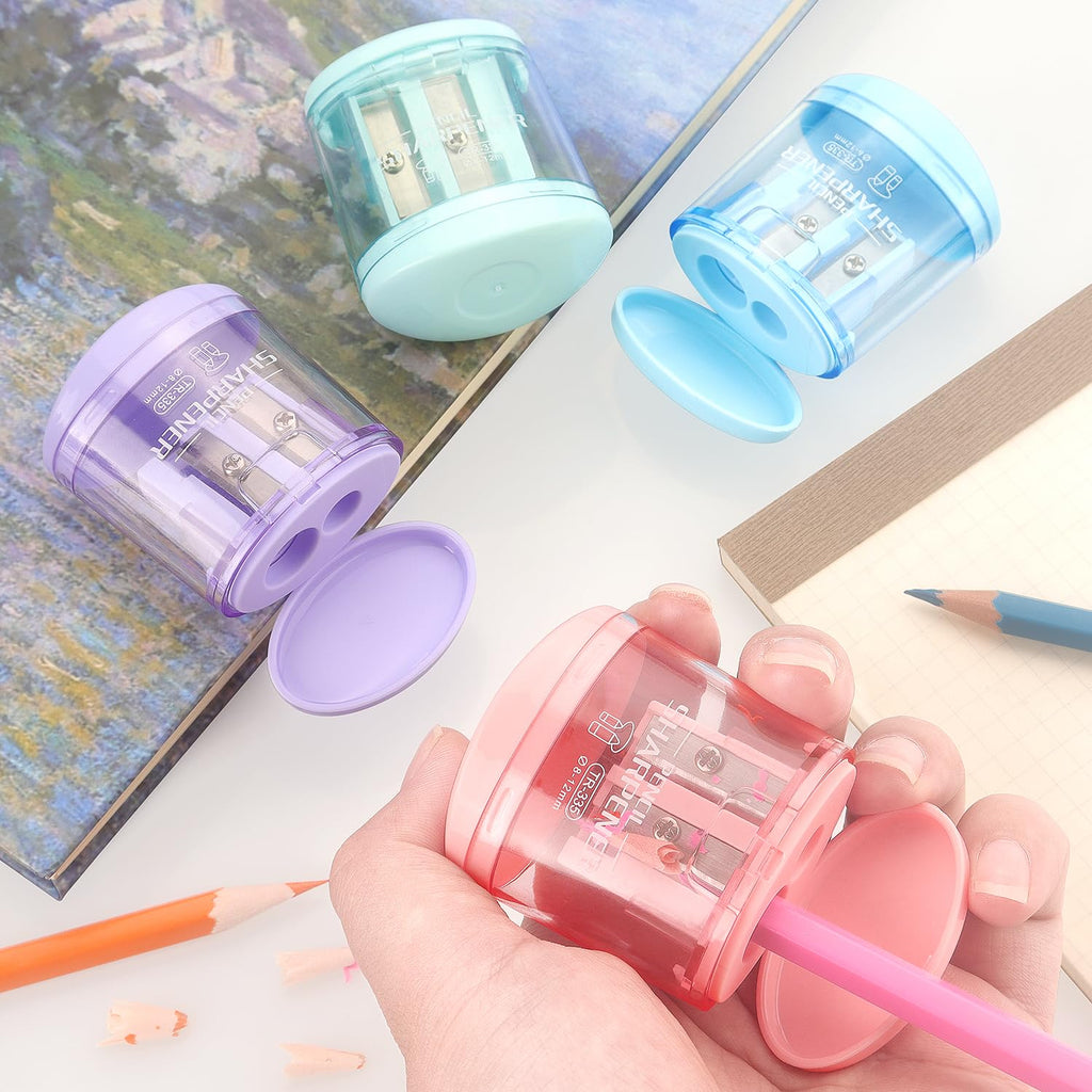 Tamaki Pencil Sharpeners Manual Dual Holes, 4 Pack