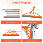 wlich 2-in-1 Air Broom, Silicone Rubber Broom with 54" Handle & 2 Strips