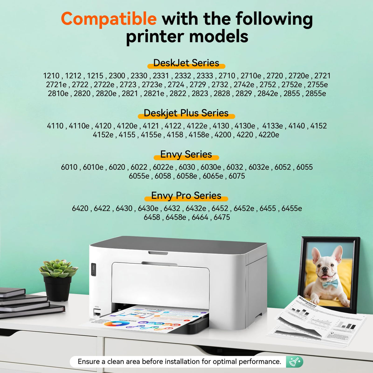 67XL Compatible for HP 67 Ink Cartridges Black Color Combo Pack Used for HP Envy 6055e 6400 6000 6065e 6458e 6455e DeskJet 2855e 4100 4152e 4255e 2755e 2700 2725 2755e 2752 4155e Printer