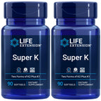 Life Extension Super K, Vitamin K Supplement, 2000 Mcg Vitamin K and 1180 Mcg Vitamin K2, Heart Health, Once-Daily, 90 Softgels | Vitamin K1, K2 MK-7 & K2 MK-4 for Heart & Arterial Health and Calcium Balance; 3-Month Supply, 1 Daily, Gluten-Free & Non-GMO