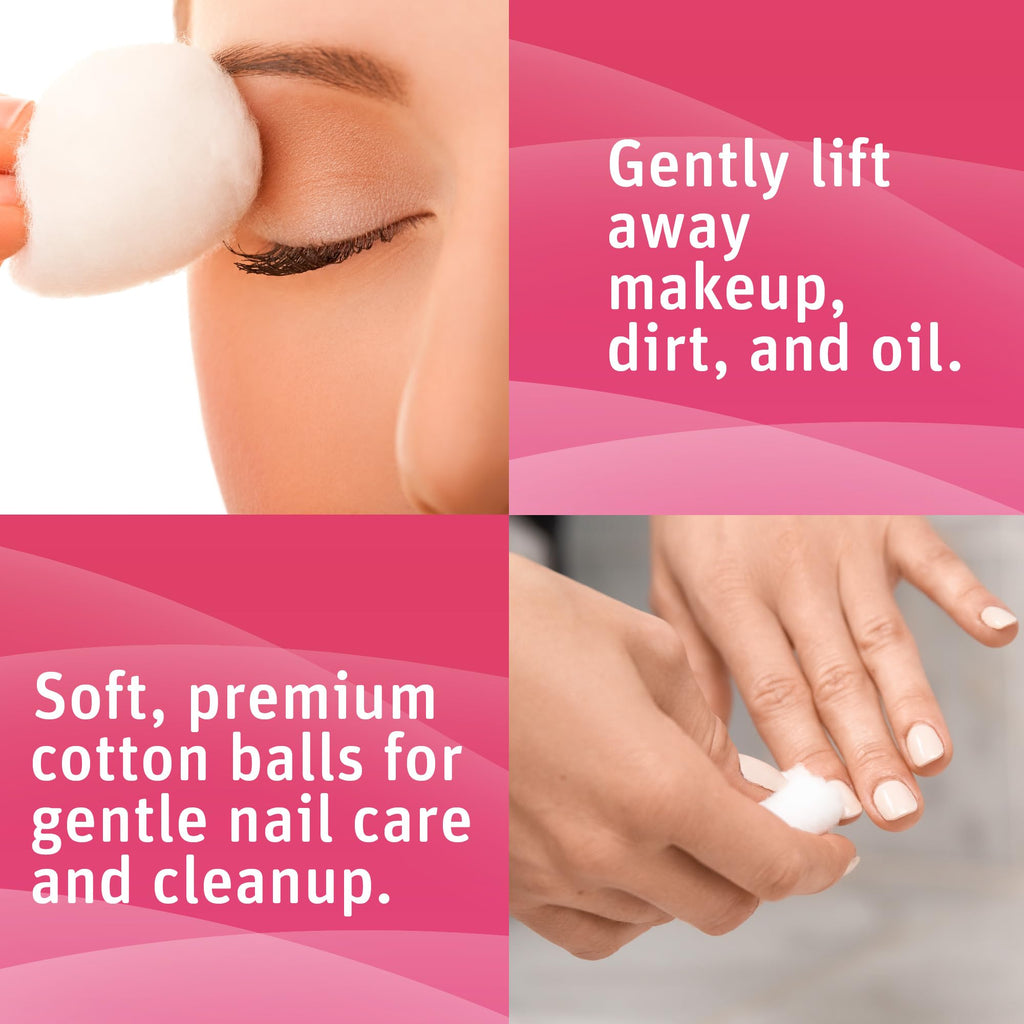 Simply Soft Premium Cotton Balls (600 Count), 100% Pure Cotton, Large Cotton Balls for Face and Nail Polish Remover