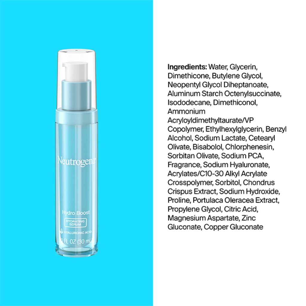 Neutrogena Hydro Boost Hydrating Serum with Hyaluronic Acid, 1 fl. oz | Purified Hyaluronic Acid, for Lightweight, Smooth and Supple Skin, Oil-Free, Non-Comedogenic