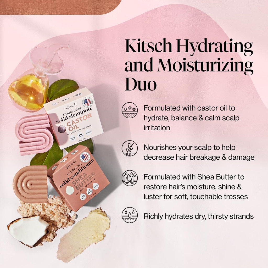 Buy now Kitsch Castor Oil Shampoo & Shea Butter Conditioner Bar â€“ Shampoo and Conditioner Set - Hydrating & Moisturizing Bar Soap - Free of Paraben, Silicone, Sulfate - Made in USA - 2pc Set at indiglob india