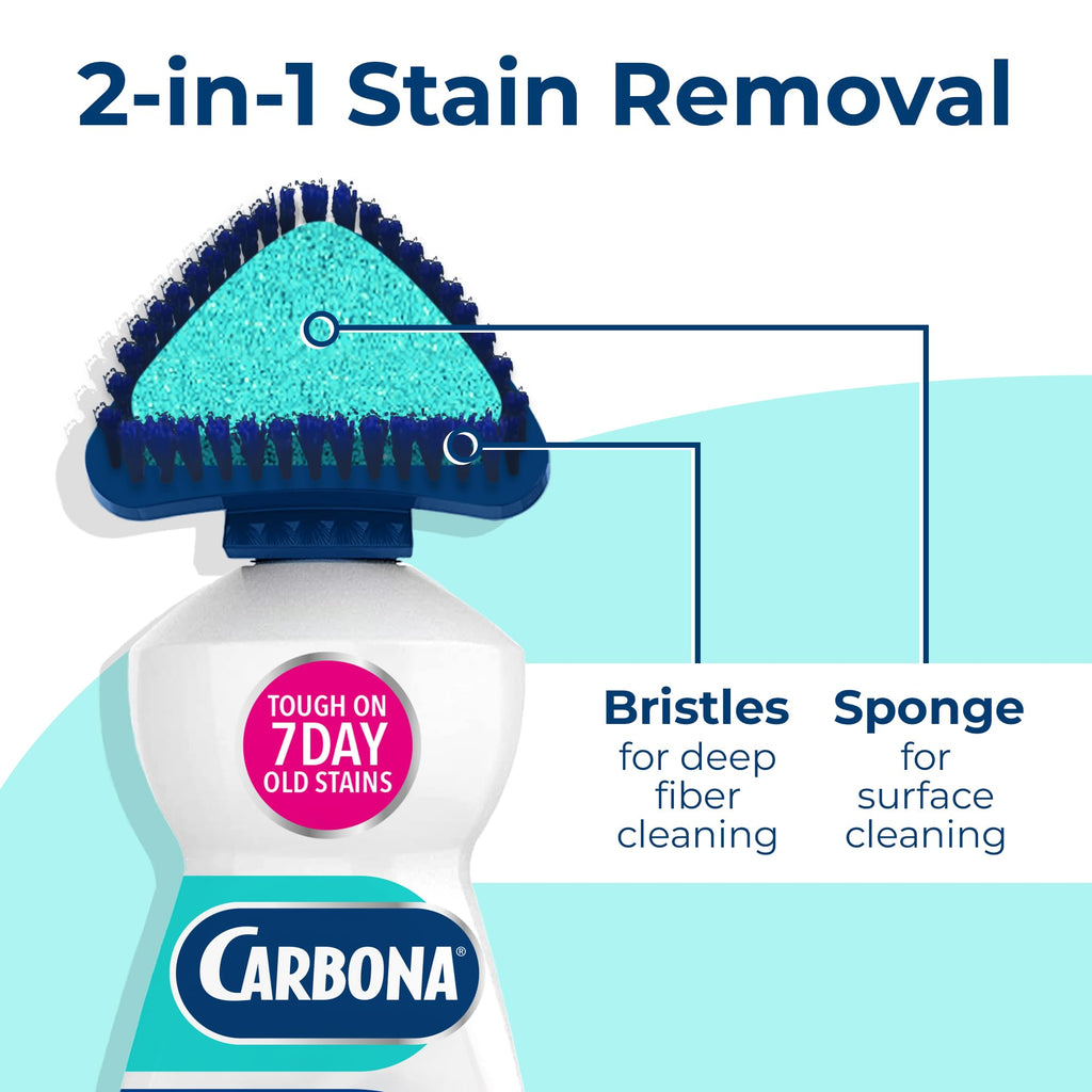 Carbona Oxy Powered Upholstery Cleaner with Brush & Sponge (13.5 Fl Oz), Stain Remover for Couches, Car Seats & Mattresses. Fast Formula, No Residue