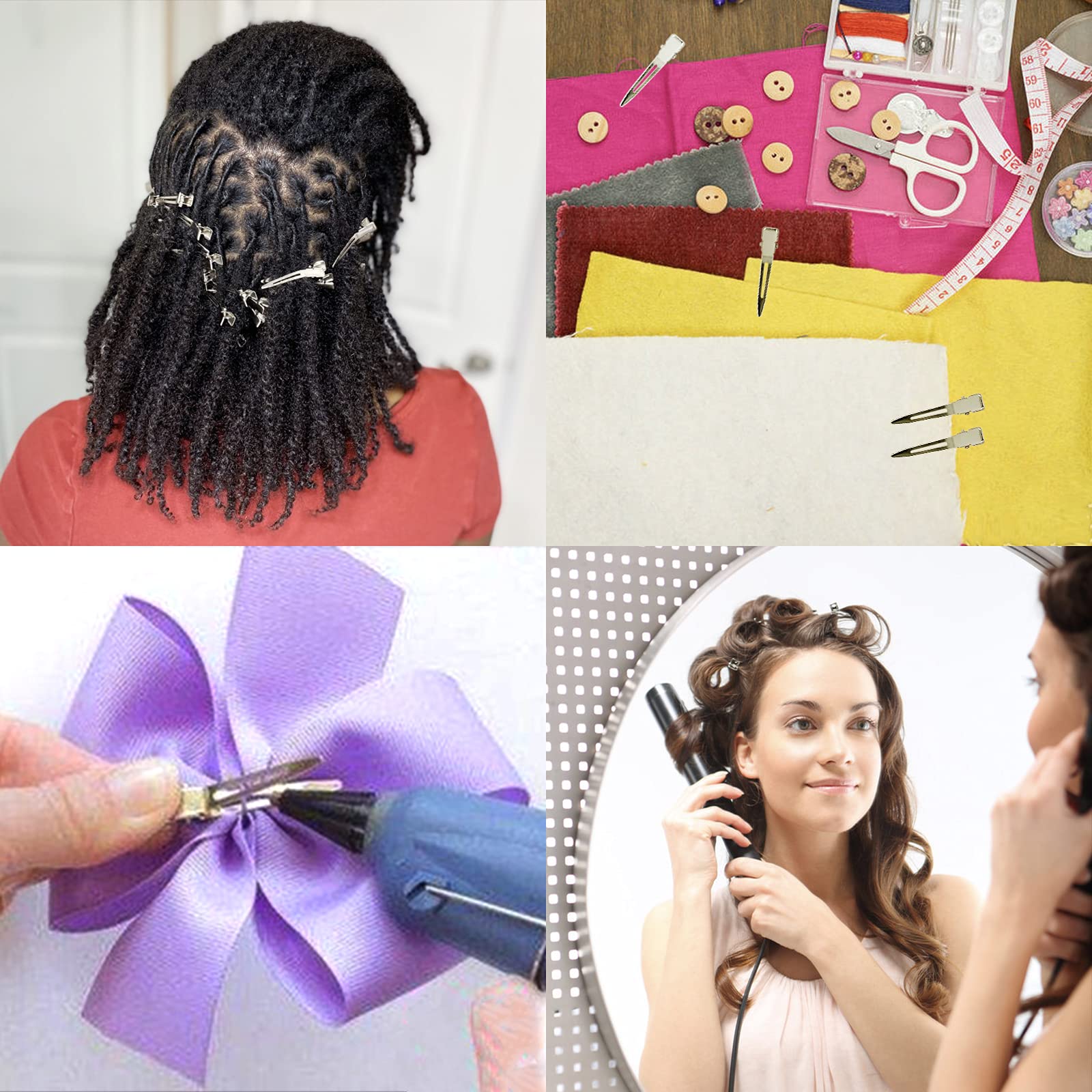 HiJeaton Metal Silver Loc Clips for Hair Retwist Dread Pin Curl Pro Styling | 90 Pcs Duck Bill Alligator Clips Nonslip Rustproof Strong Grip for Thick Hair, Sectioning Rollers Salon Bows Small Single DIY