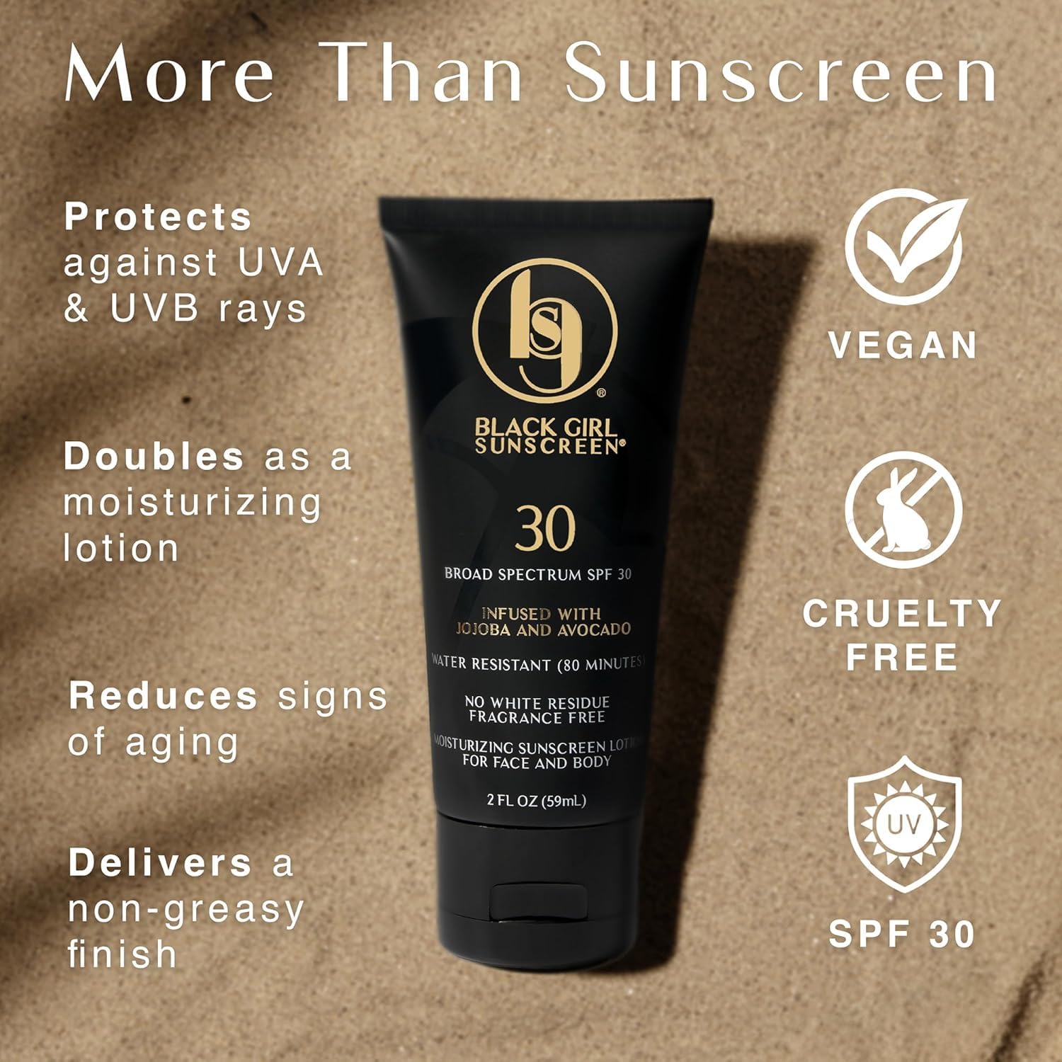 Black Girl Sunscreen SPF 30 Sun Lotion, Face & Body, Travel Size - 2 Fl Oz