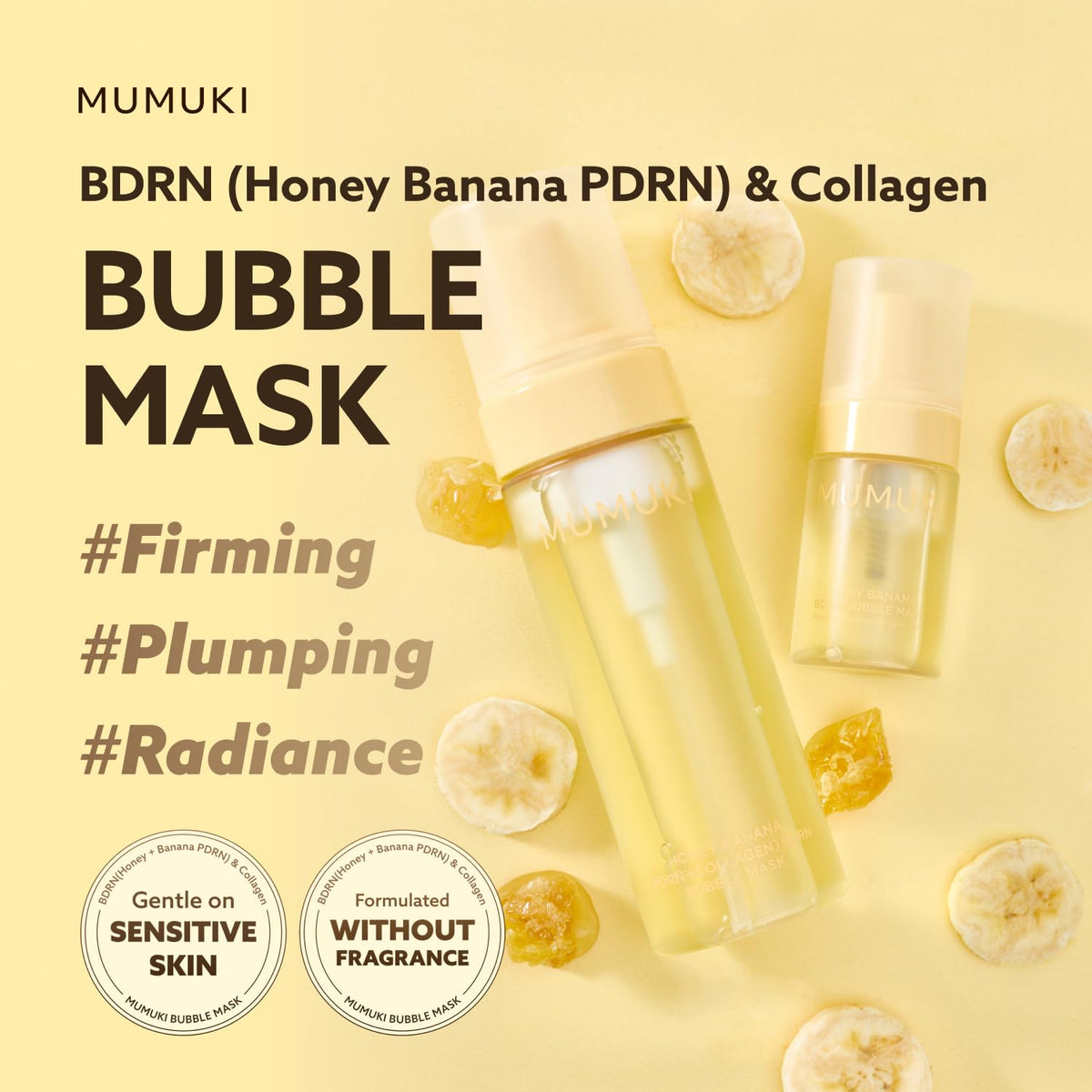 Honey Banana PDRN Bubble Toner | No-Rinse Korean Toner with Plant PDRN, Retinol, Panthenol & Hyaluronic Acid | Hydrating Exfoliating Bubble Mask for Glass Skin Glow | BDRN K-Beauty, 5.07 fl oz