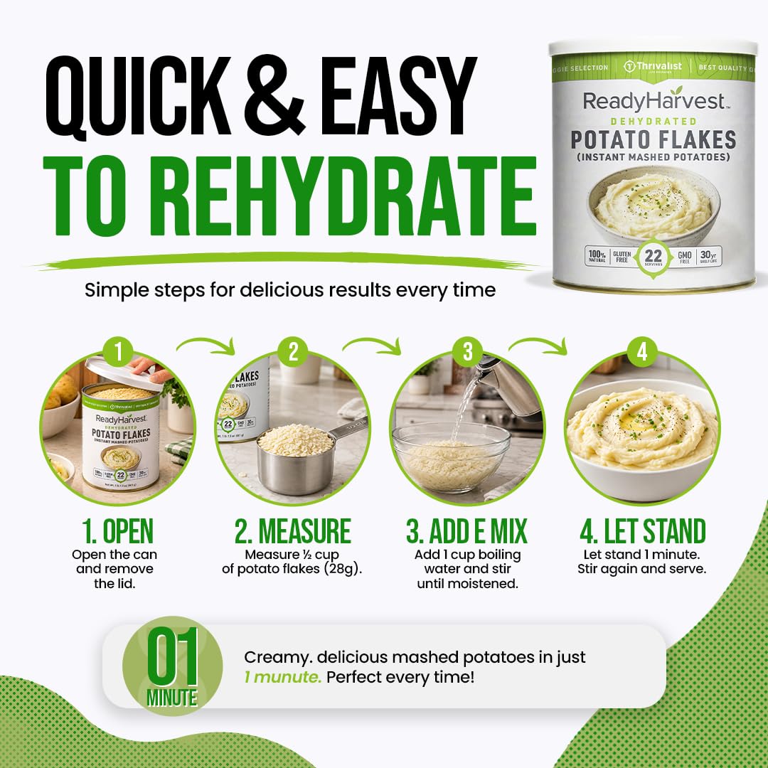 Ready Harvest Dehydrated Potato Flakes, Instant Mashed Potatoes, #10 Can