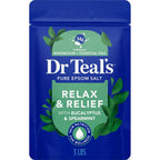 Dr Teal's Epsom Salt Magnesium Soak, Relax & Relief with Eucalyptus & Spearmint Essential Oils, 3 lbs