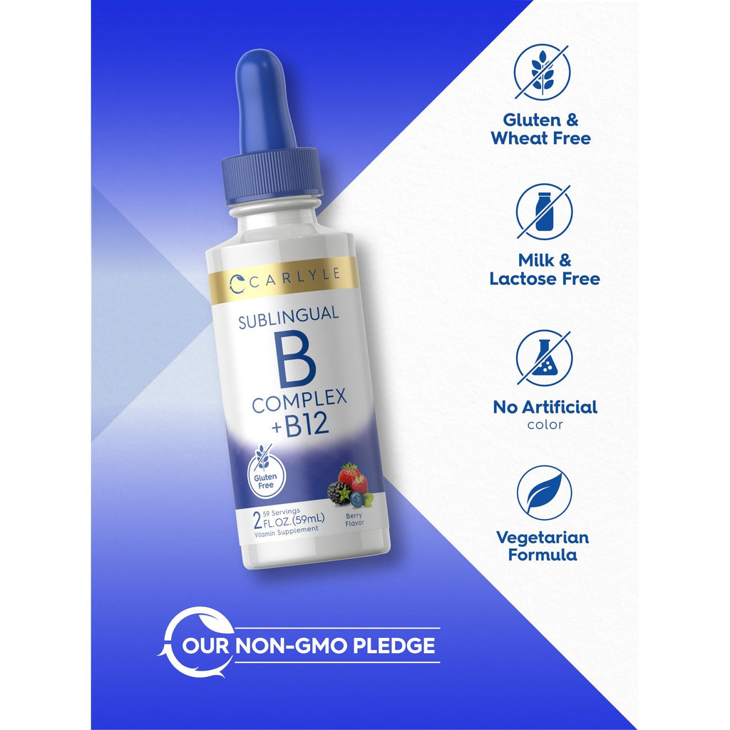 Carlyle Vitamin B Complex Sublingual | 2 fl oz | Liquid Drops | with B12