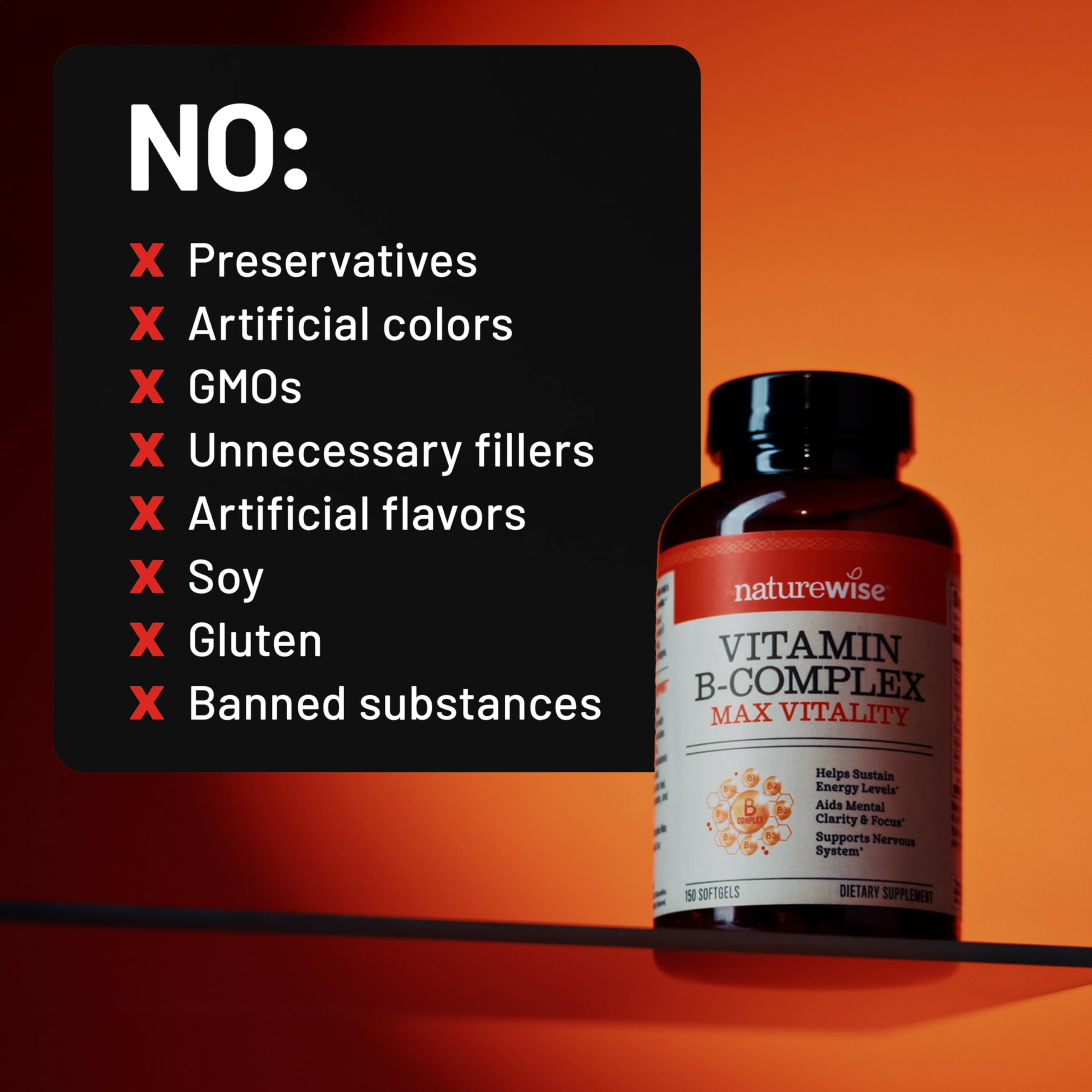 NatureWise Vitamin B Complex for Women and Men - with Folic Acid Biotin B1 B2 B3 B6 B12 - Support Cellular Energy & Mental Clarity - Gluten & Dairy Free - 60 Softgels[2-Month Supply]