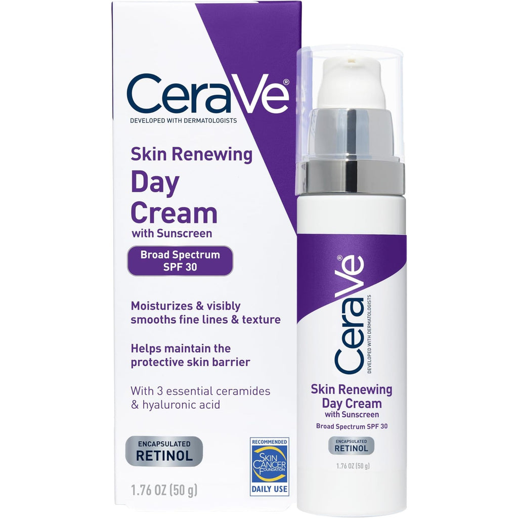 CeraVe Day Cream, Anti-Aging Retinol Face Moisturizer with SPF 30, 1.76oz | Skin Care, Anti Aging Face Cream with SPF 30 and Hyaluronic Acid Hydrates & Uses Encapsulated Retinol To Smooth Skin Texture