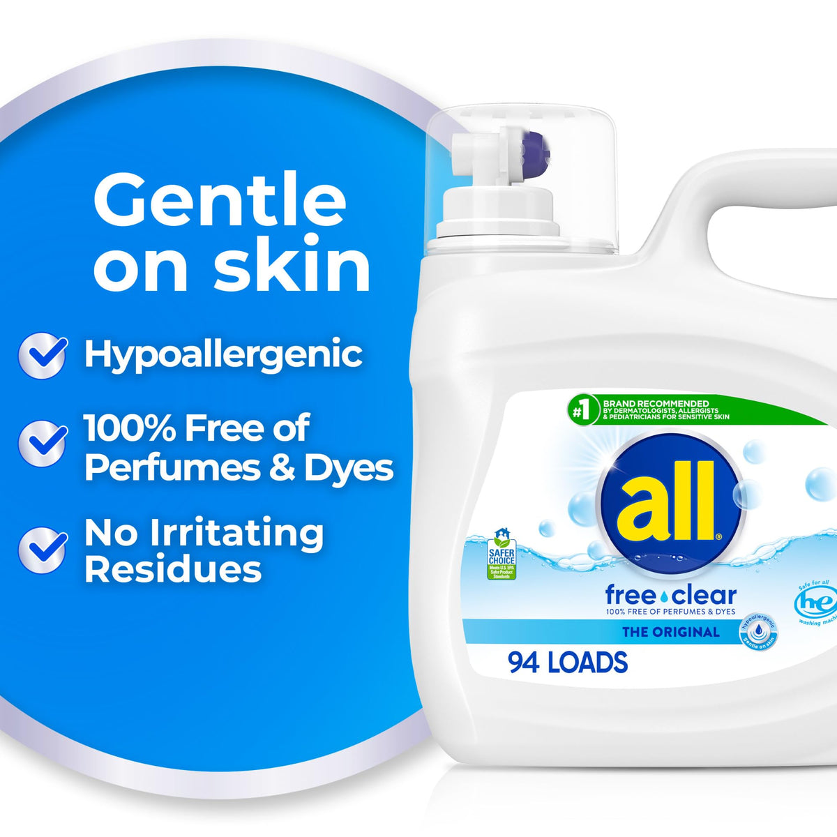 all Liquid Laundry Detergent Free Clear, 118 Ounce, 94 Loads