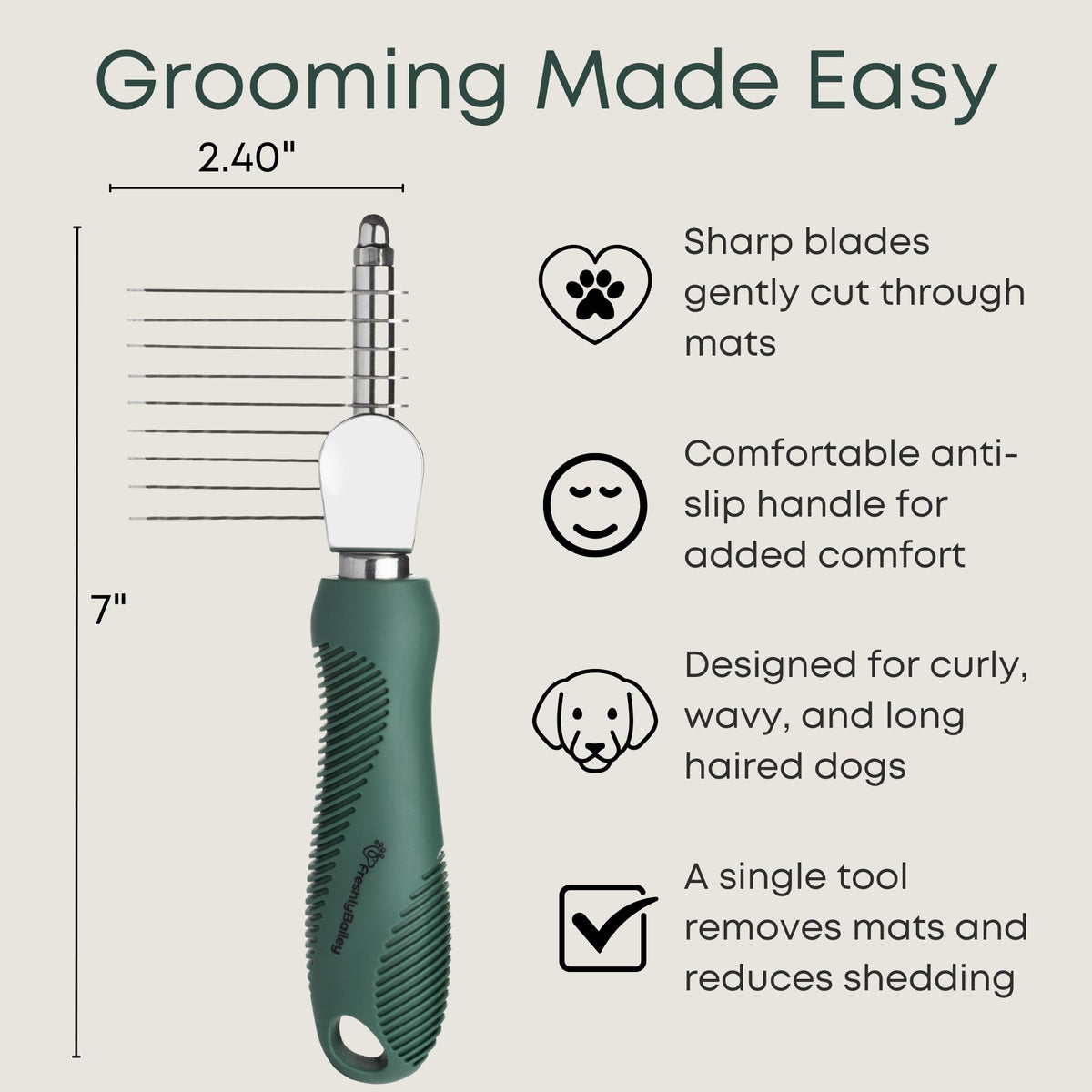 Dematting Comb for Dogs - Serrated Mat Remover for Curly Coats