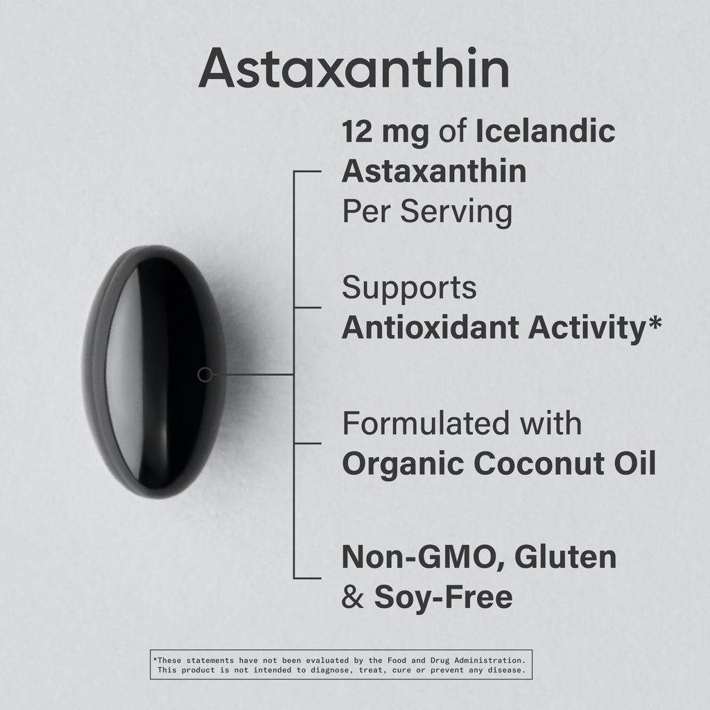 Sports Research® Icelandic Astaxanthin 12mg w/Coconut Oil, 60 Softgels | Triple Strength Antioxidant Supplement for Skin & Eye Health Support* | Soy-Free, Non-GMO, Gluten-Free
