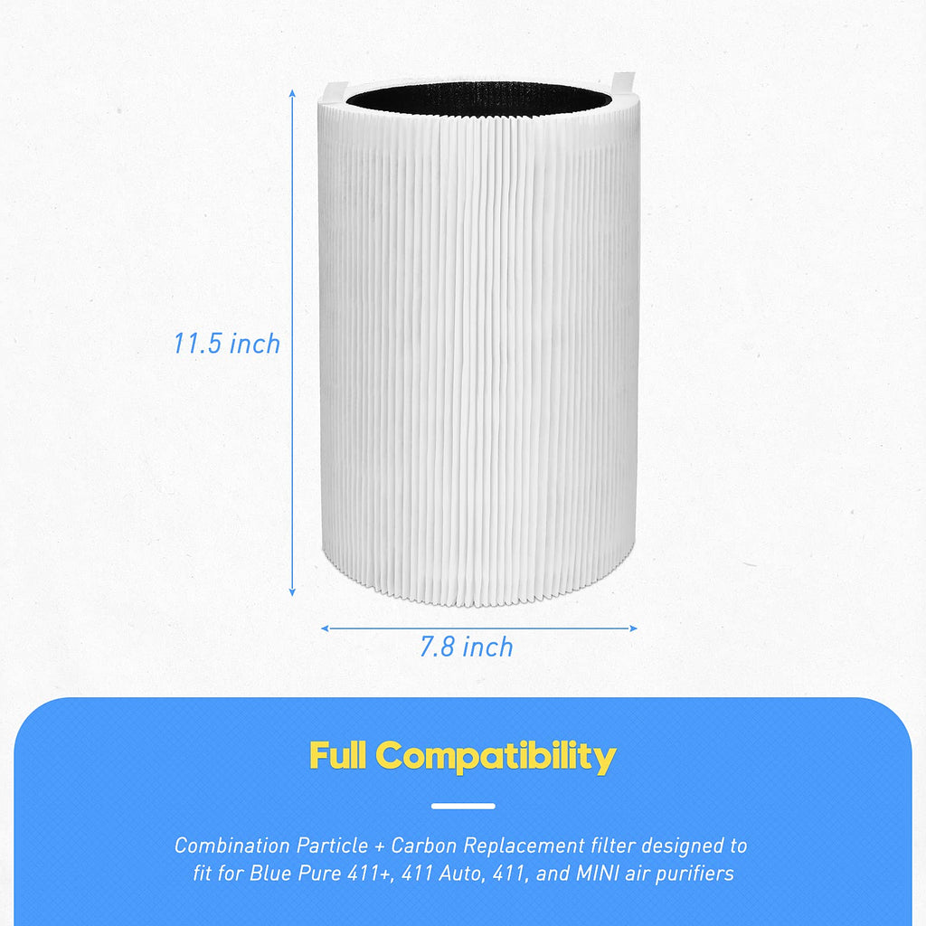 Buy now Blue Pure 411 Replacement Filters for Blueair Blue Pure 411, 411+, 411 Auto and Mini Air Purifier, Include 2 Particle and 2 Activated Carbon at indiglob india