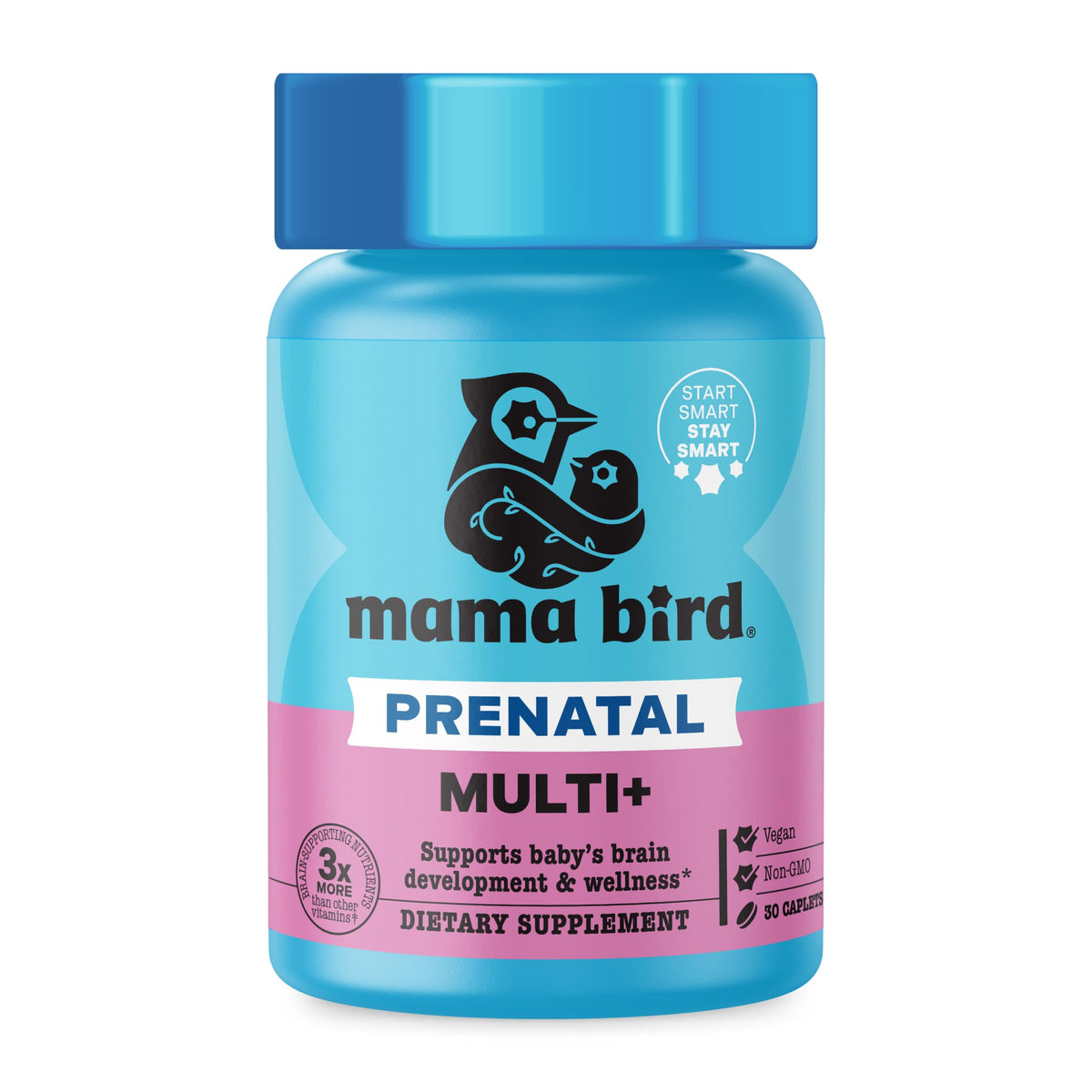 Mama Bird - Prenatal Multi+ (30 Servings) Prenatal Vitamins for Women - 30+ Essential Nutrients, Baby Brain Health - Methylfolate & Probiotics, Methylated Multivitamin - Vegan, Gluten Free, Non GMO