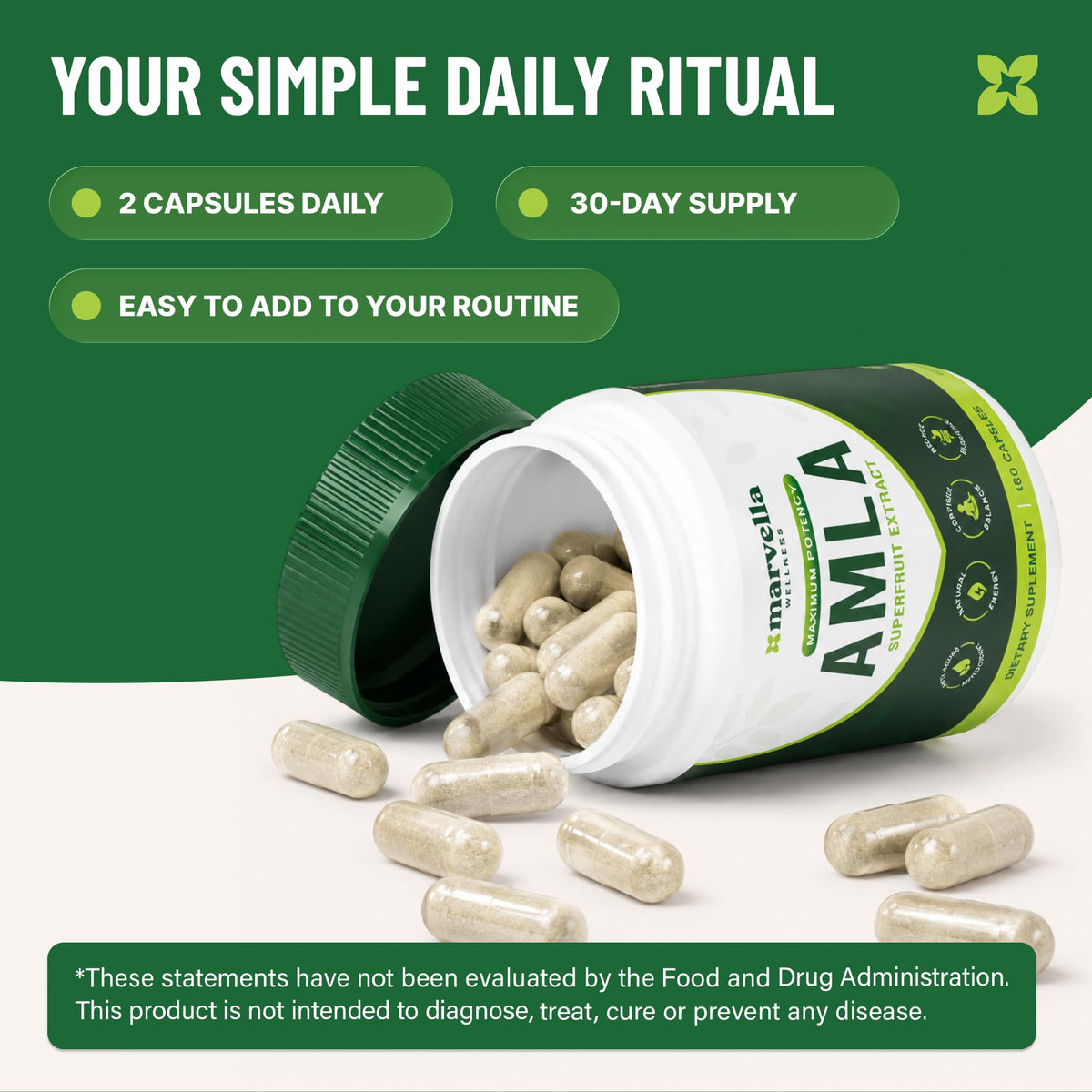 Organic Amla Capsules 1000mg – Indian Gooseberry Supplement for Antioxidant Support, Digestive Health & Natural Energy – Organic Amla Fruit Powder, 60 Capsules